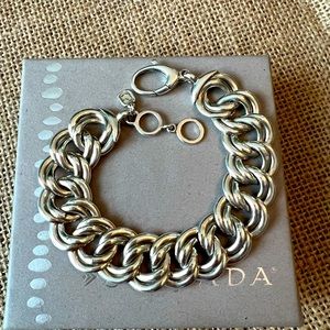 Silpada Adjustable .925 Sterling Silver Chicest Reversible Link Bracelet Italy